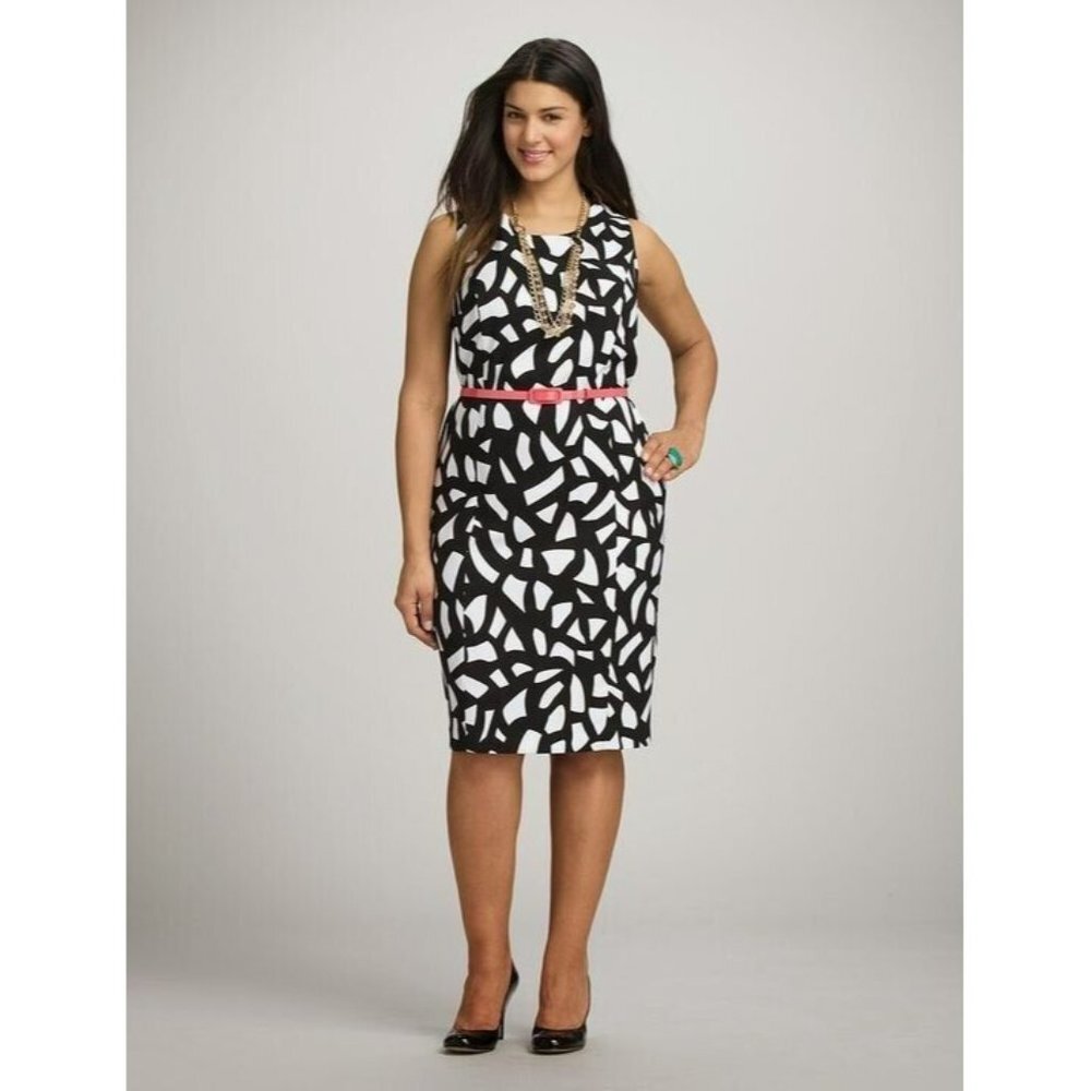 Jones Studio Womens Black White Separates Shift Dress Cap Sleeves Lined Size 6